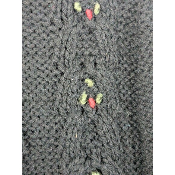 Vintage Giesswein Black Floral Embroidered Cardigan Wool Cottagecore Sz 40 - Picture 5 of 10